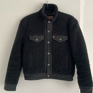 90s Levi’s Sherpa Black Denim Jacket, extra small